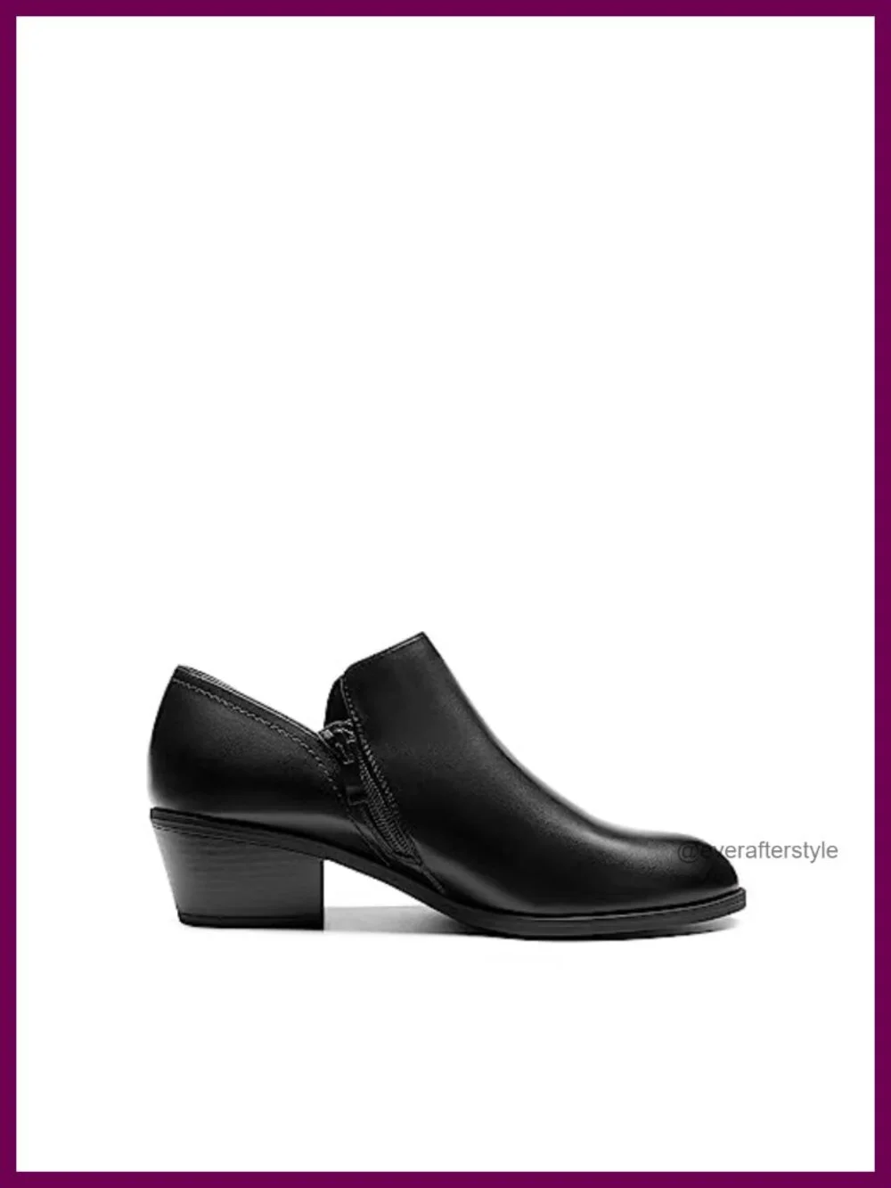 Faux Leather Chunky Heel Ankle Boots Side Zip Pull-On Bootie